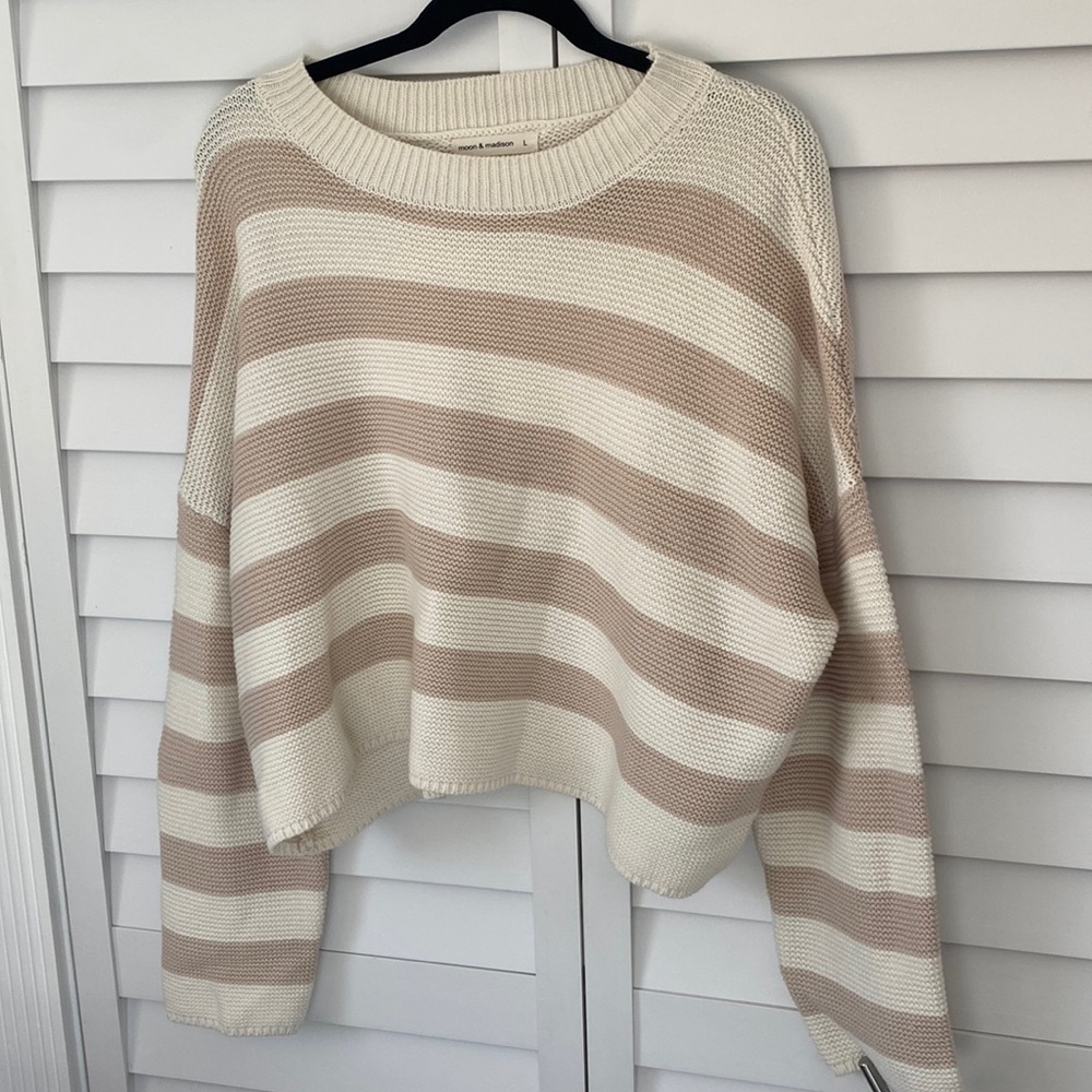 Moon & Madison Beige/Cream Knit Chunky Sweater Large